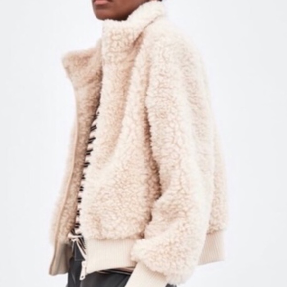 zara trf teddy coat